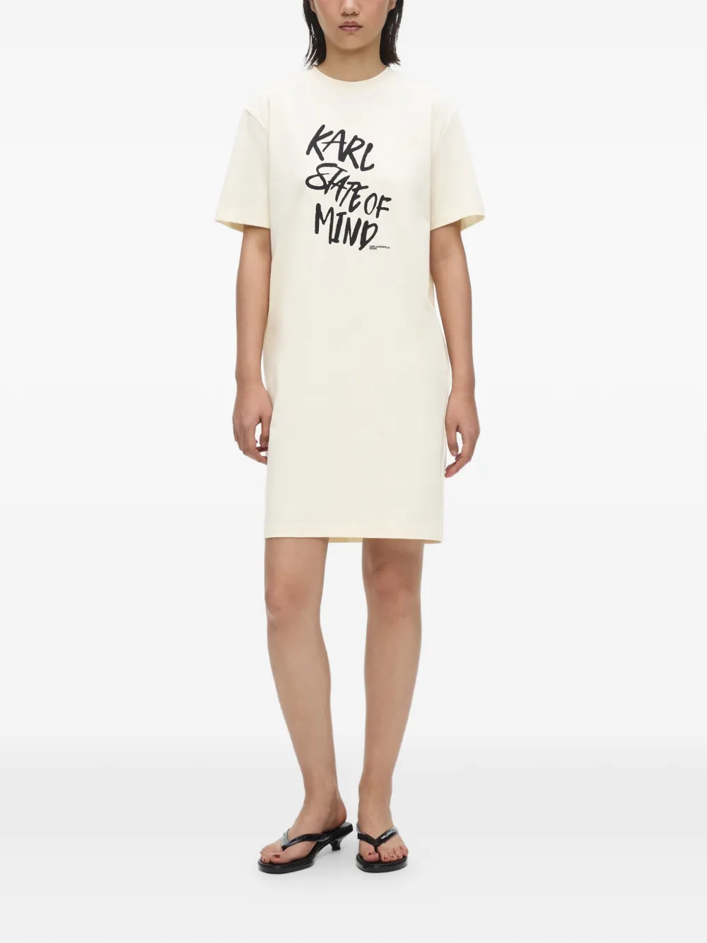 Karl Lagerfeld Jeans T-shirtjurk met tekst Beige