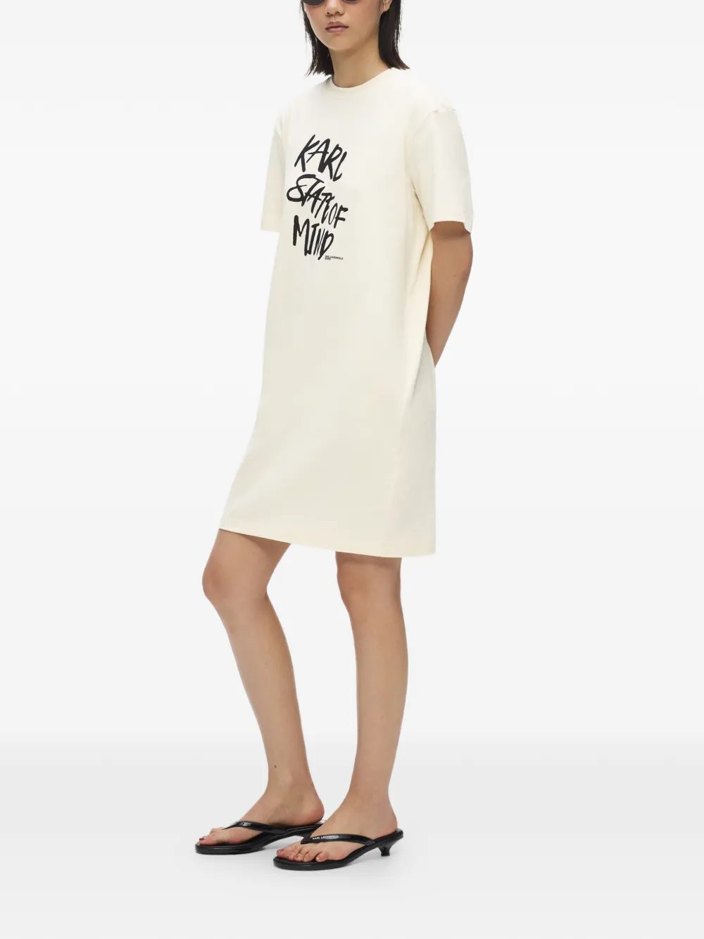 Karl Lagerfeld Jeans T-shirtjurk met tekst Beige