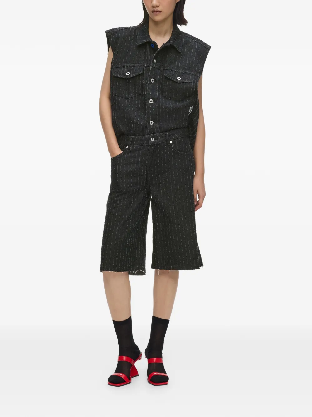 Karl Lagerfeld Jeans Denim shorts met krijtstreep Zwart