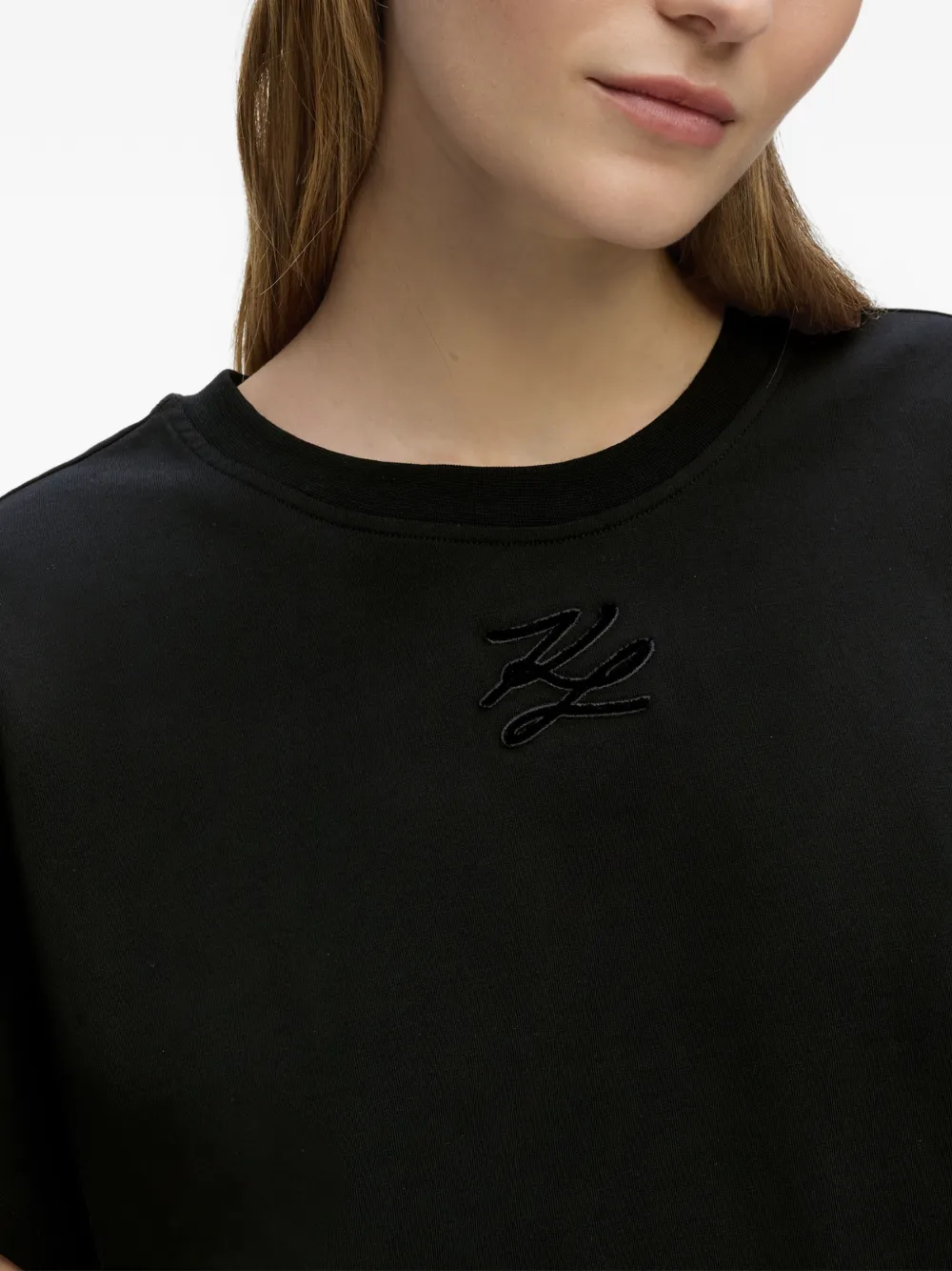 Karl Lagerfeld T-shirt met geborduurd logo Zwart