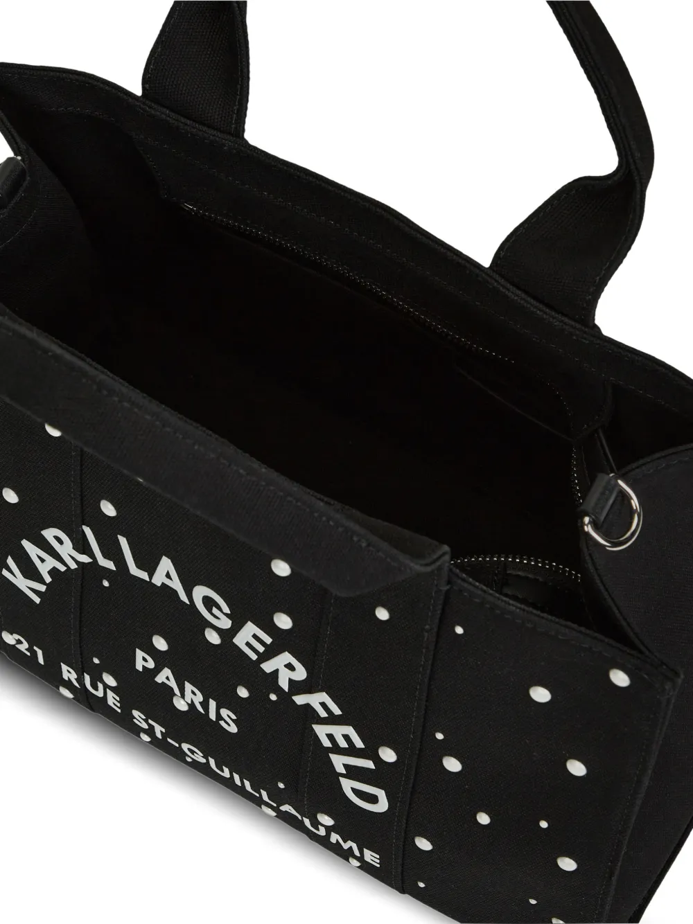 Karl Lagerfeld Medium Rue St-Guillaume katoenen shopper verfraaid met parel Zwart