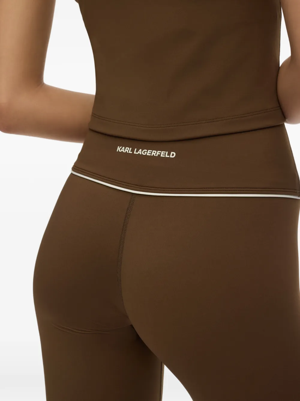 Karl Lagerfeld Legging met contrasterende afwerking Bruin