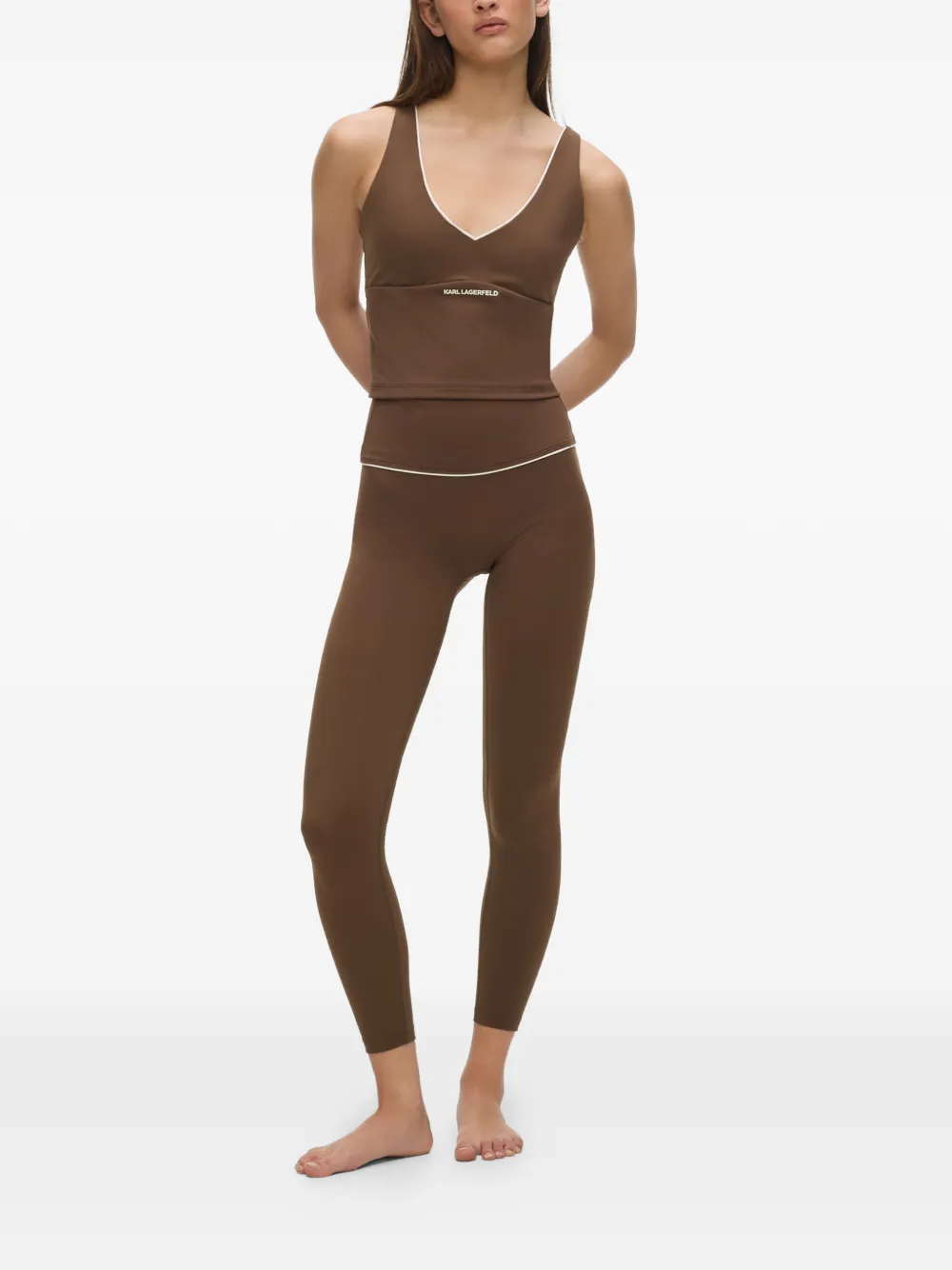 Karl Lagerfeld Legging met contrasterende afwerking Bruin