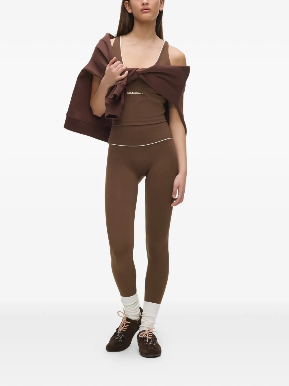 Karl Lagerfeld Legging met contrasterende afwerking Bruin