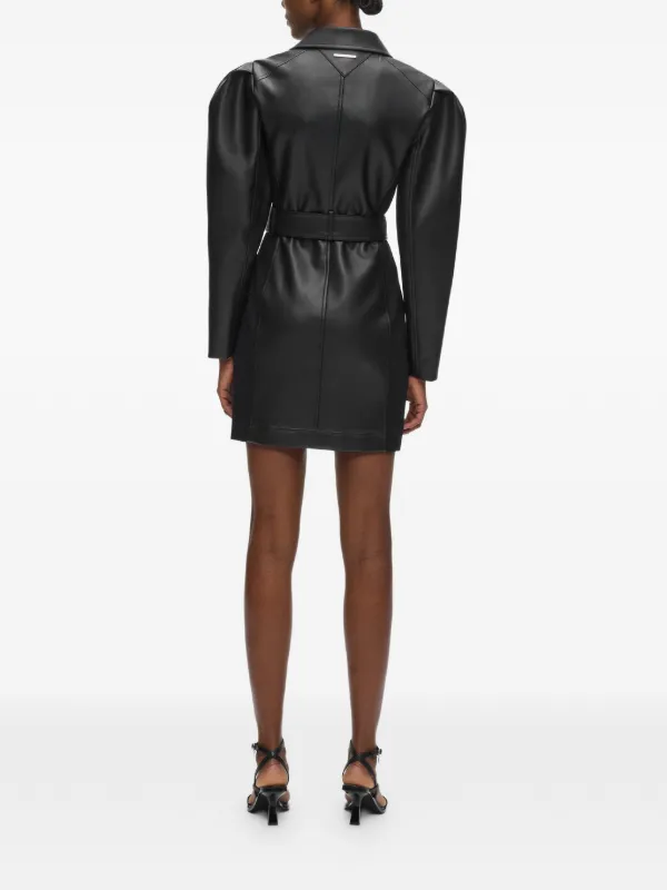 karl lagerfeld faux leather dress Karl Lagerfeld Paris Womens Ruched Faux Leather Fit & Flare Dress, Women's, Size: 4, Black