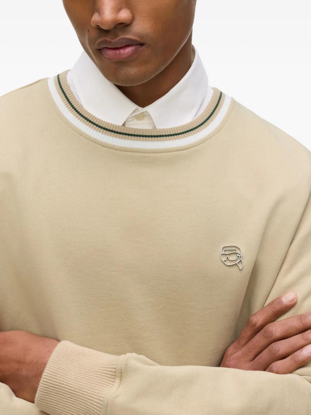 Karl Lagerfeld Sweater met geborduurd logo Beige