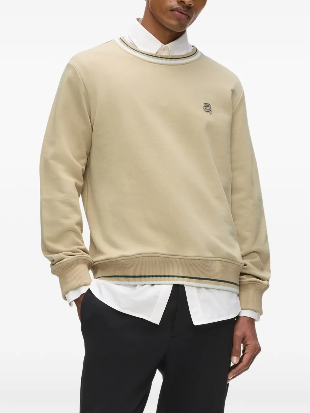 Karl Lagerfeld Sweater met geborduurd logo Beige