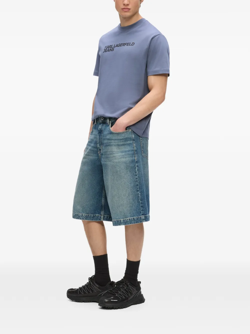 Karl Lagerfeld Jeans Shorts met wijde pijpen Blauw