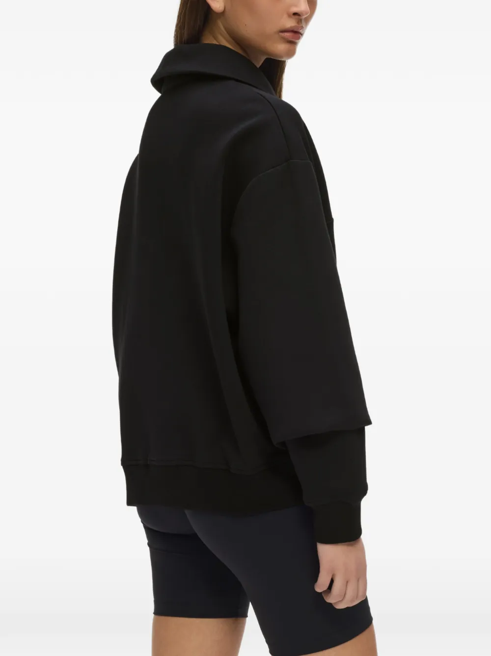 Karl Lagerfeld Trui met kwartrits en logo-print Zwart