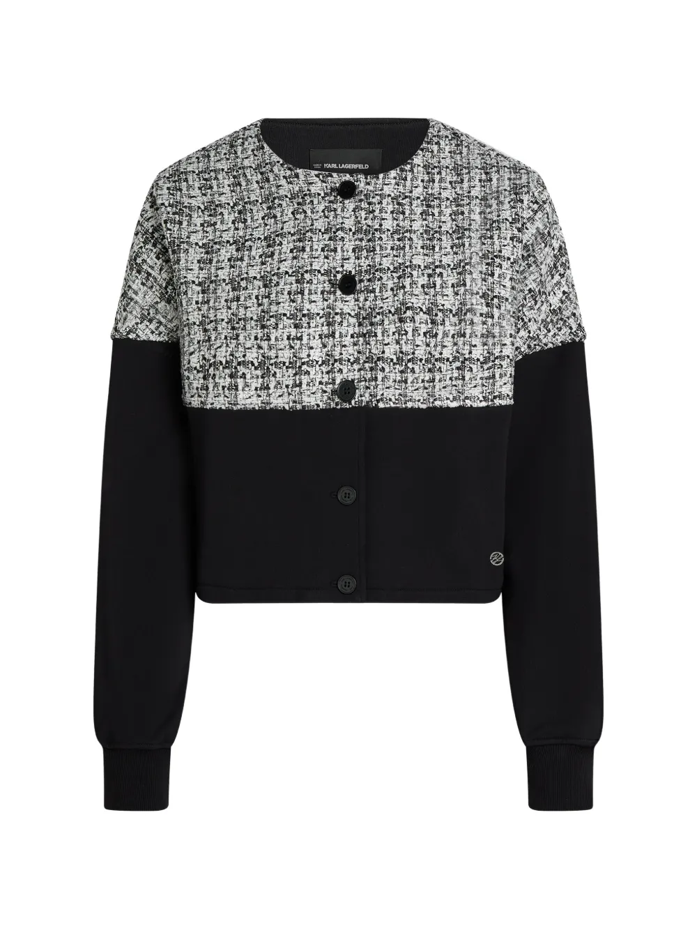 Karl Lagerfeld boucle-panelled jersey cardigan - Black