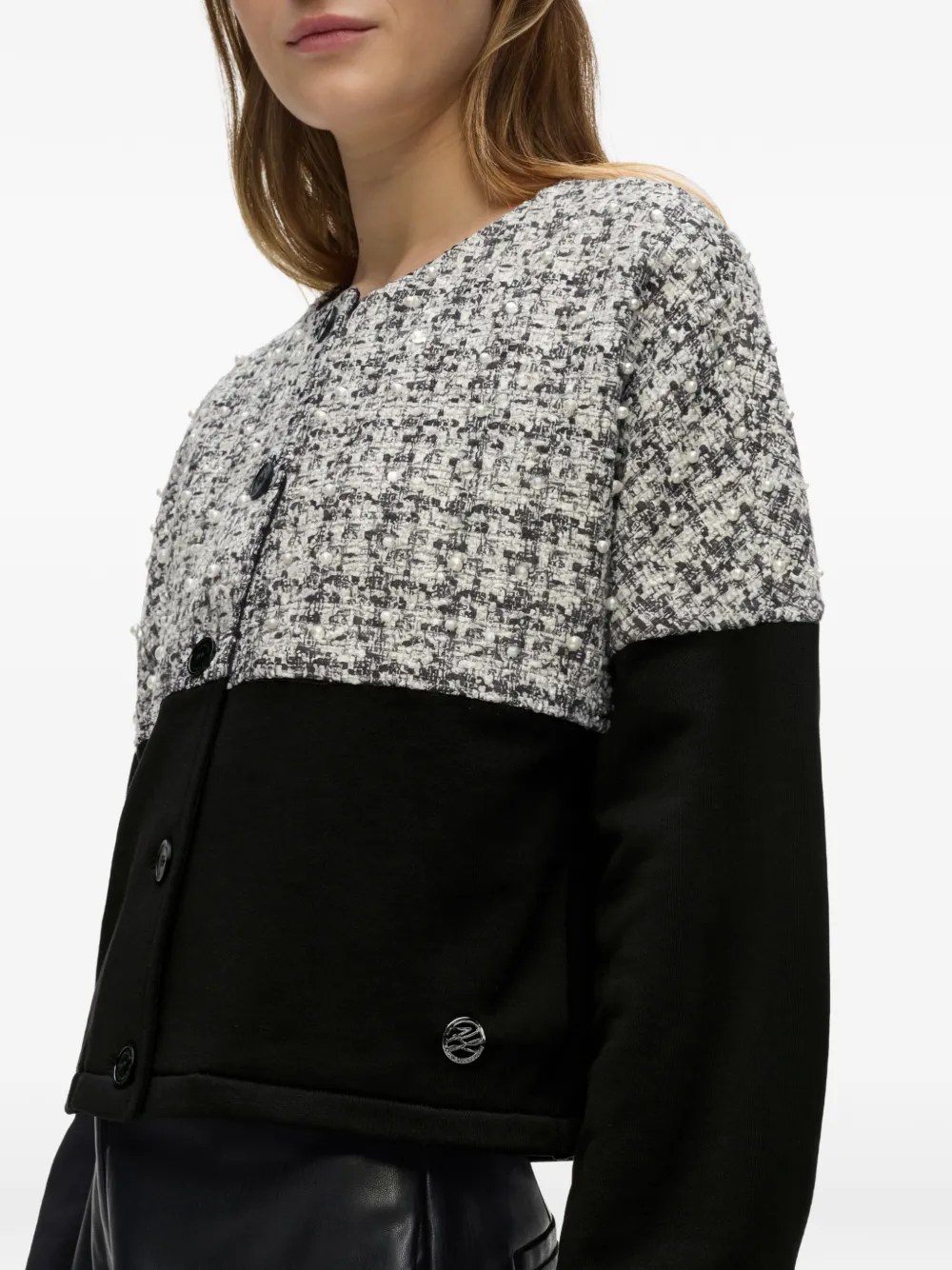 Karl Lagerfeld Bouclé jersey vest met vlakken Zwart