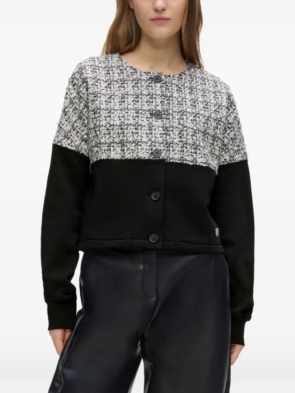 Karl Lagerfeld Bouclé jersey vest met vlakken Zwart