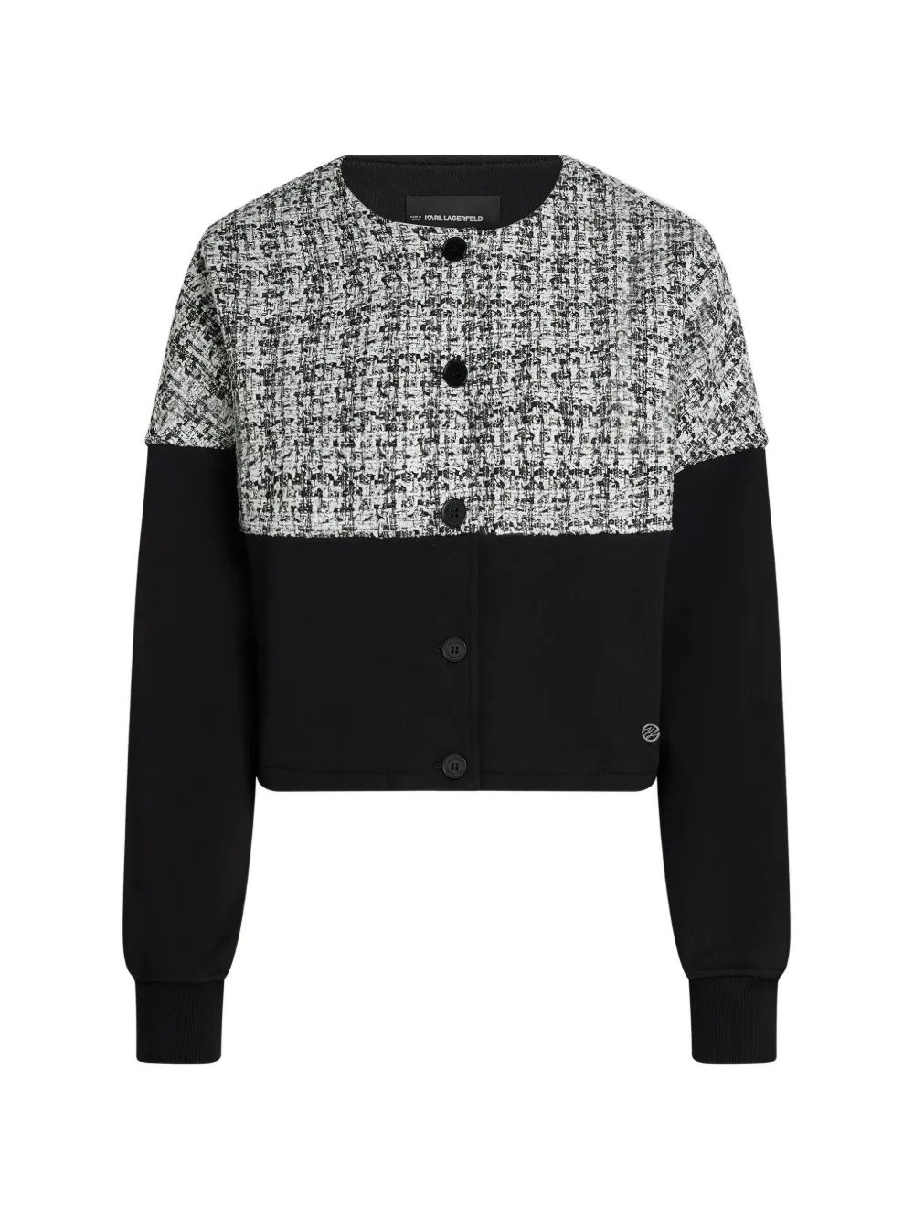Karl Lagerfeld Jersey-Cardigan mit Bouclé-Einsatz - Schwarz
