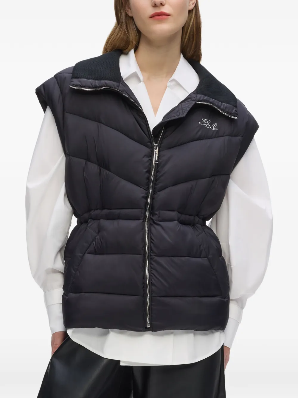 Karl Lagerfeld Bodywarmer met logopatch Zwart