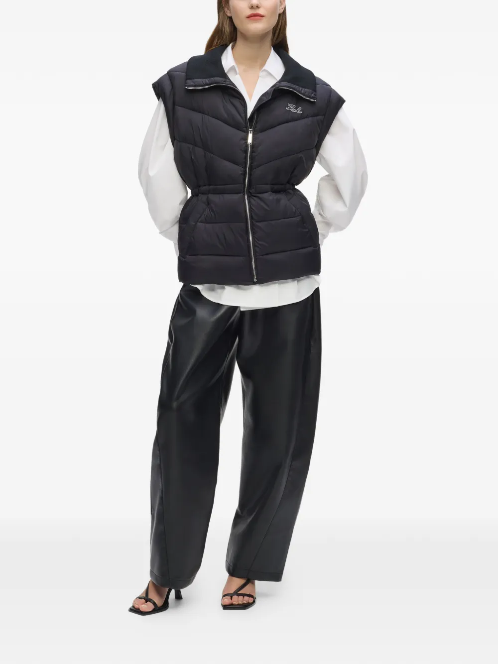 Karl Lagerfeld Bodywarmer met logopatch Zwart