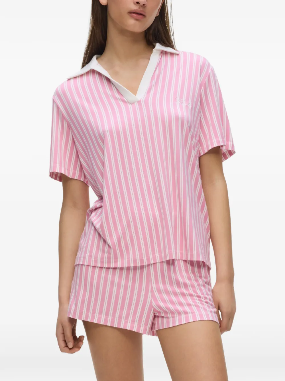 Karl Lagerfeld Pyjama met kenmerkende streep Roze
