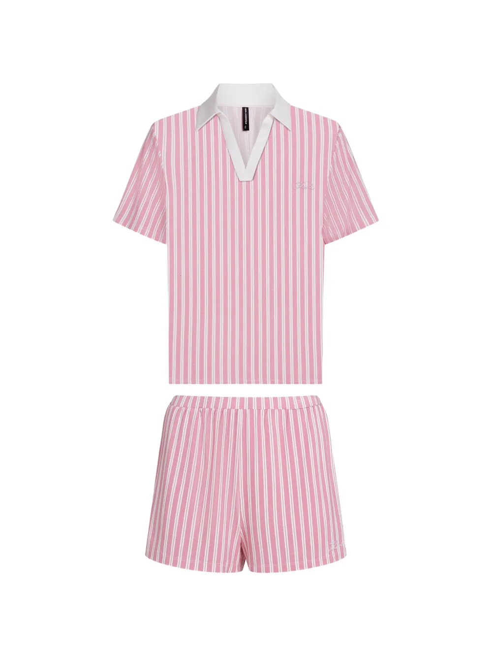 Karl Lagerfeld Signature stripe-print pajamas - Rosa