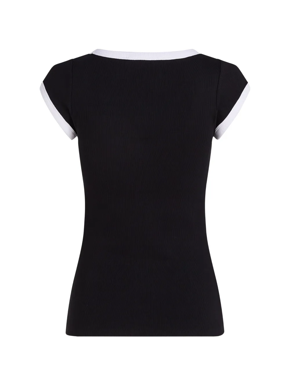 Karl Lagerfeld Geribbeld T-shirt met contrasterende afwerking Zwart
