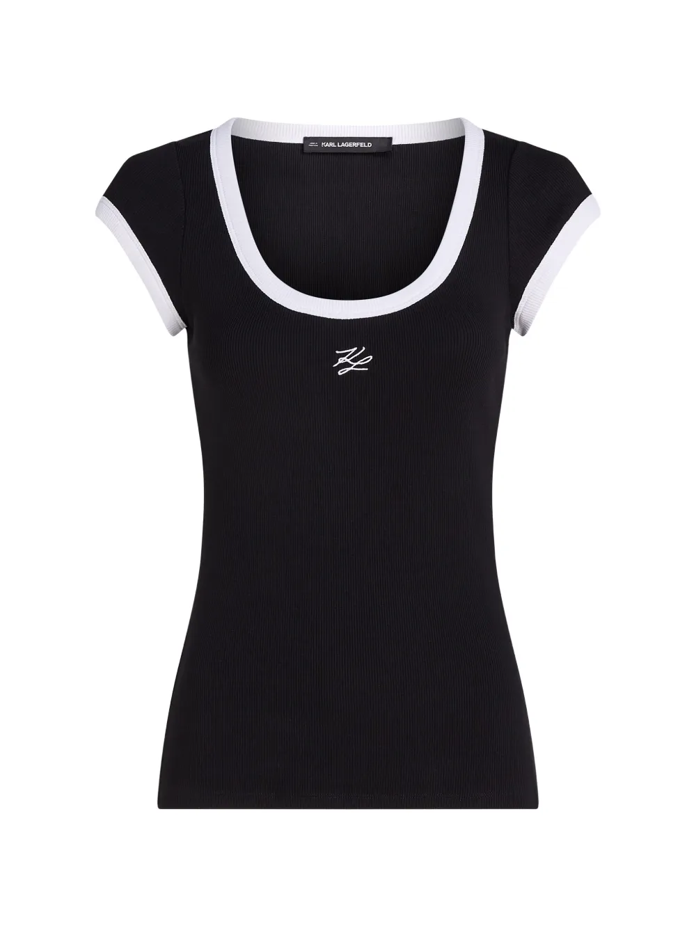 Karl Lagerfeld contrast-trim ribbed T-shirt - Nero