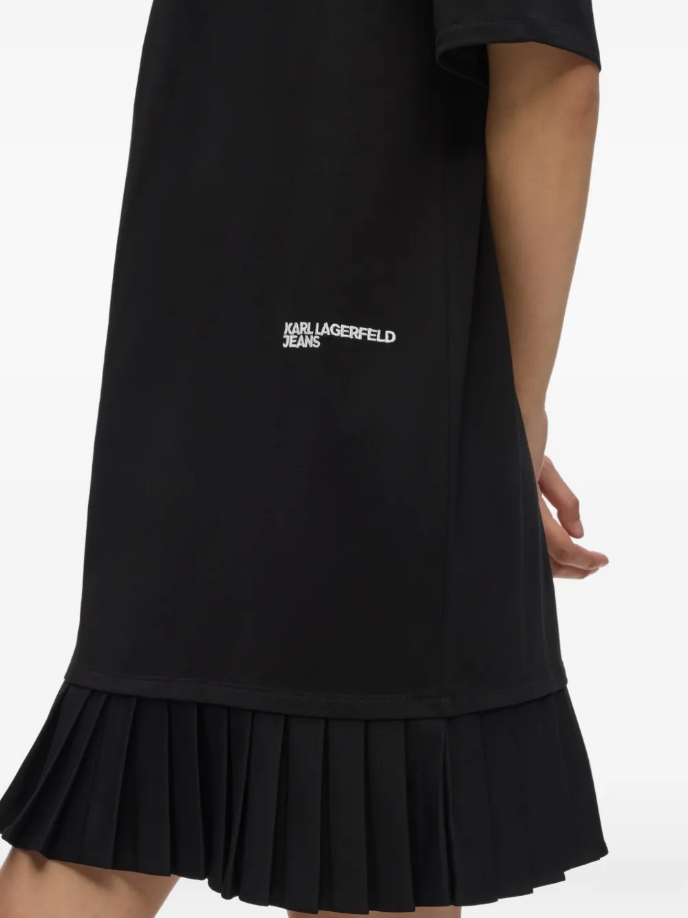 Karl Lagerfeld Jeans Mini-jurk met geplooide afwerking en korte mouwen Zwart