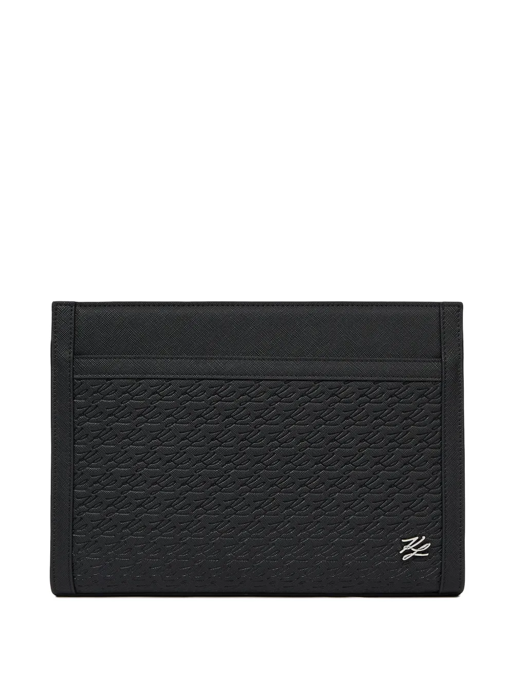 Karl Lagerfeld monogram-embossed clutch - Nero