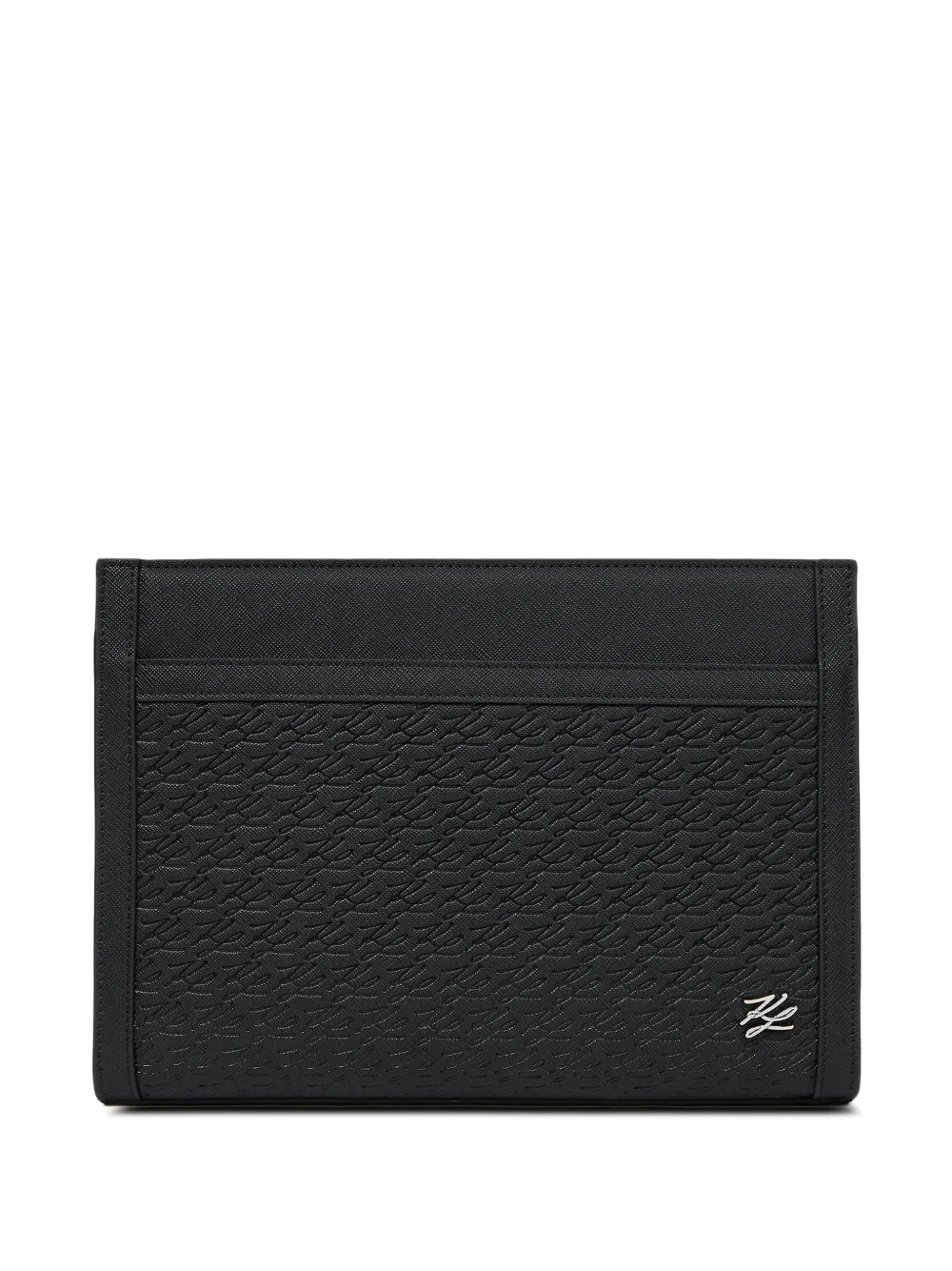 Karl Lagerfeld monogram-embossed clutch - Nero