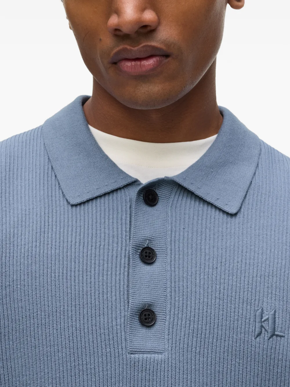 Karl Lagerfeld Ribgebreid poloshirt Blauw