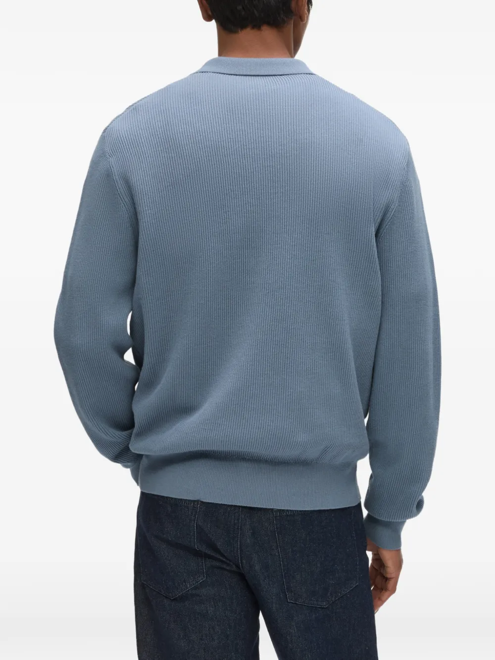 Karl Lagerfeld Ribgebreid poloshirt Blauw