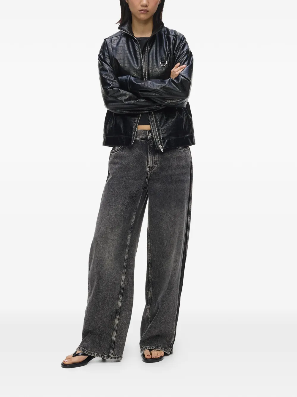 Karl Lagerfeld Jeans Karlism bomberjack met krokodillen-reliëf Zwart