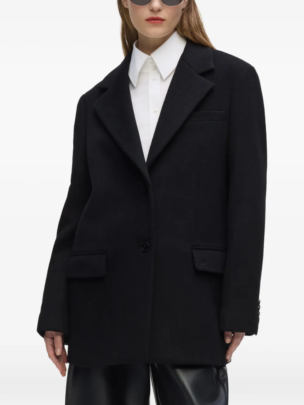 Karl Lagerfeld Mantel met enkele rij knopen Zwart
