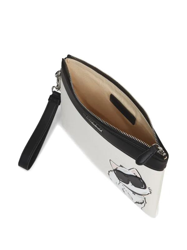 shupette シルバーケース karl lagerfeld Karl Lagerfeld Ikon Choupette Pouch | White | FARFETCH