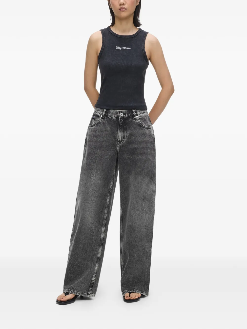 Karl Lagerfeld Jeans met wijde pijpen Grijs