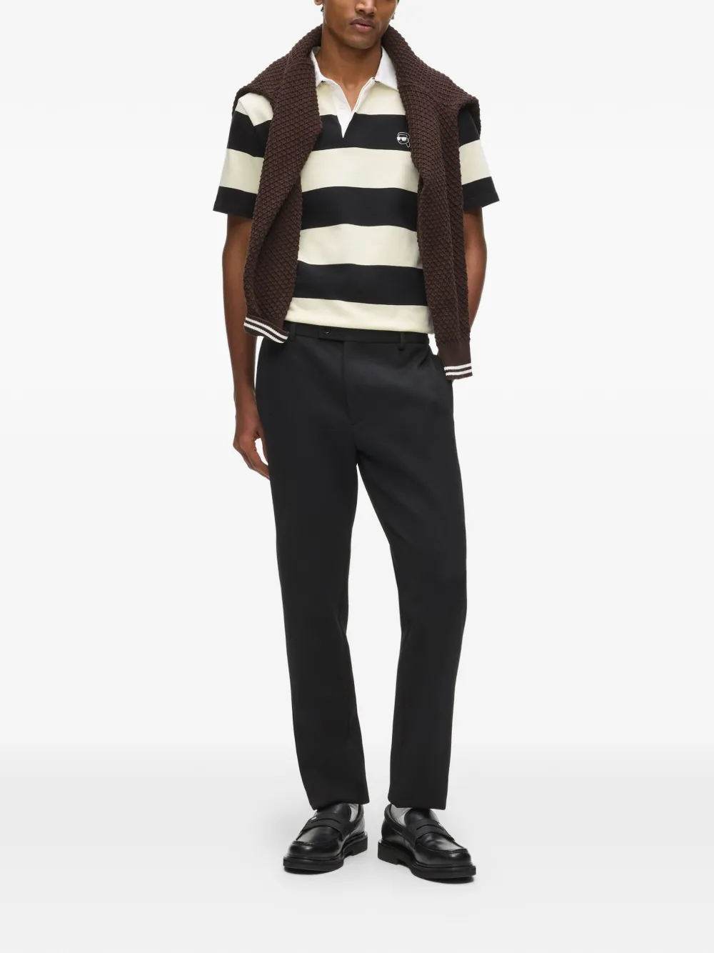 Karl Lagerfeld Gestreept poloshirt Zwart