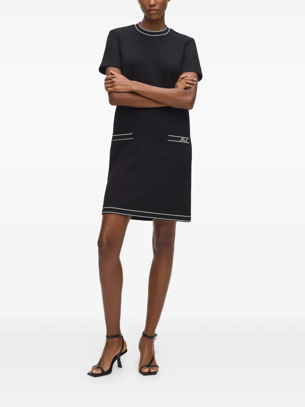 Karl Lagerfeld T-shirtjurk met afwerking Zwart