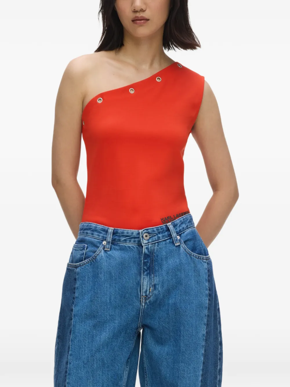 Karl Lagerfeld Jeans Asymmetrische top met ringlets Oranje