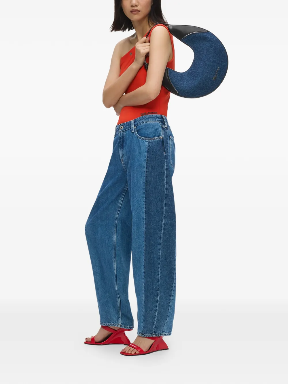 Karl Lagerfeld Jeans Asymmetrische top met ringlets Oranje