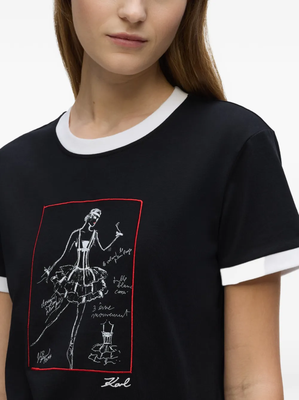 Karl Lagerfeld Le Ballet T-shirt Zwart