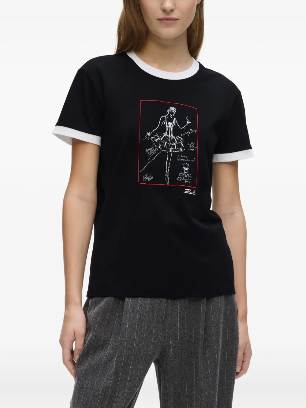 Karl Lagerfeld Le Ballet T-shirt Zwart