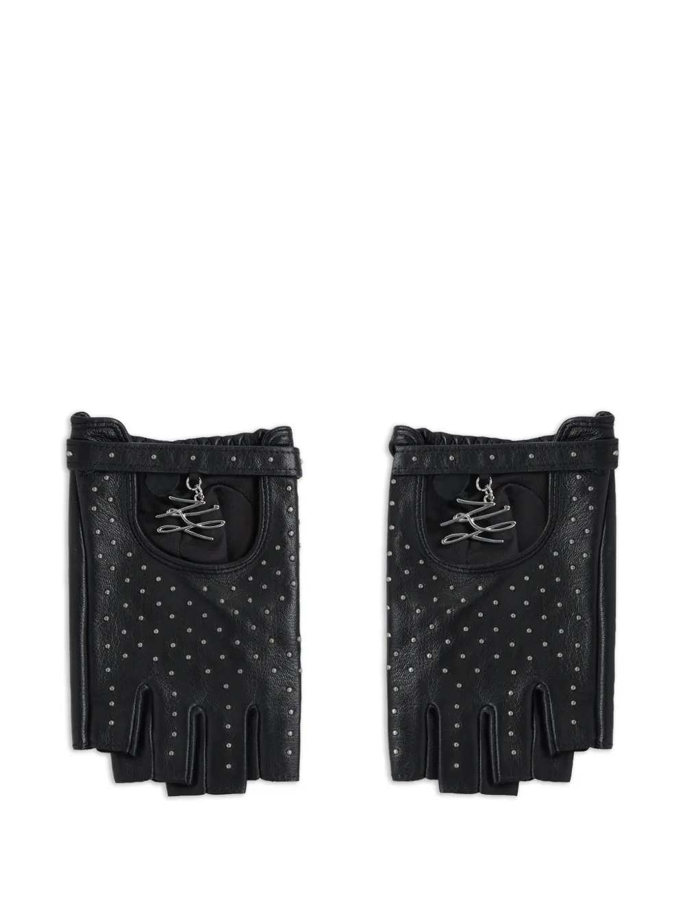 Karl Lagerfeld studded fingerless gloves - Schwarz