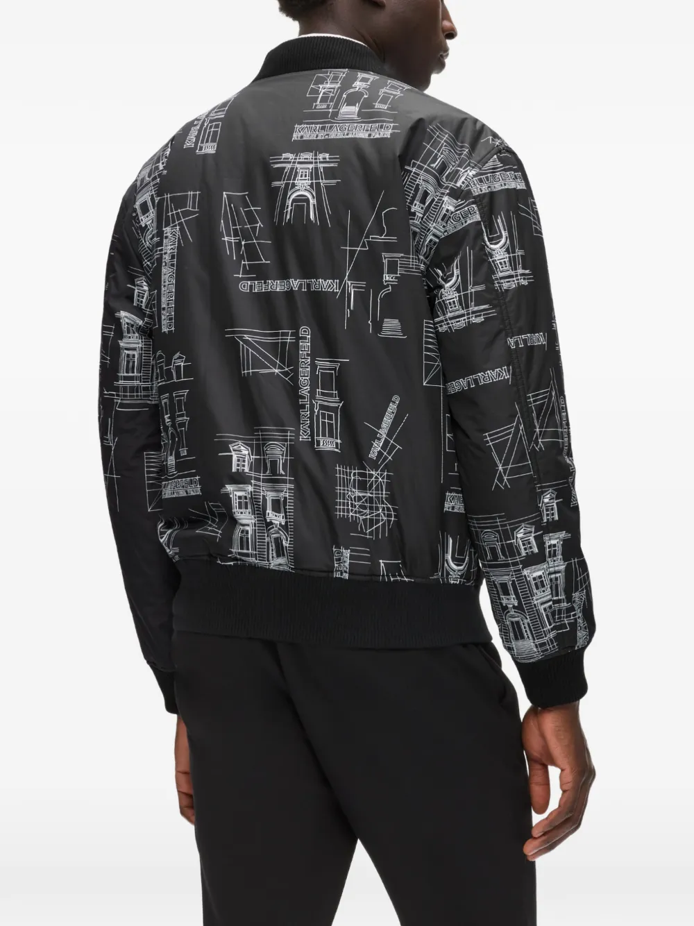 Karl Lagerfeld Omkeerbaar bomberjack met print Zwart