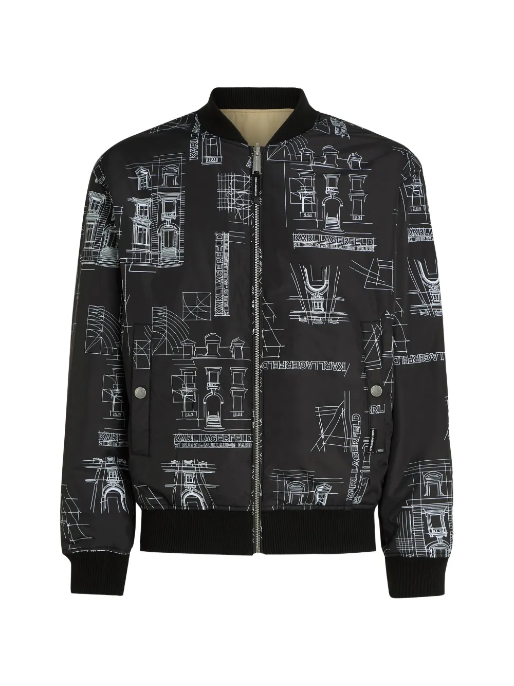 Karl Lagerfeld Bomber con stampa - Nero