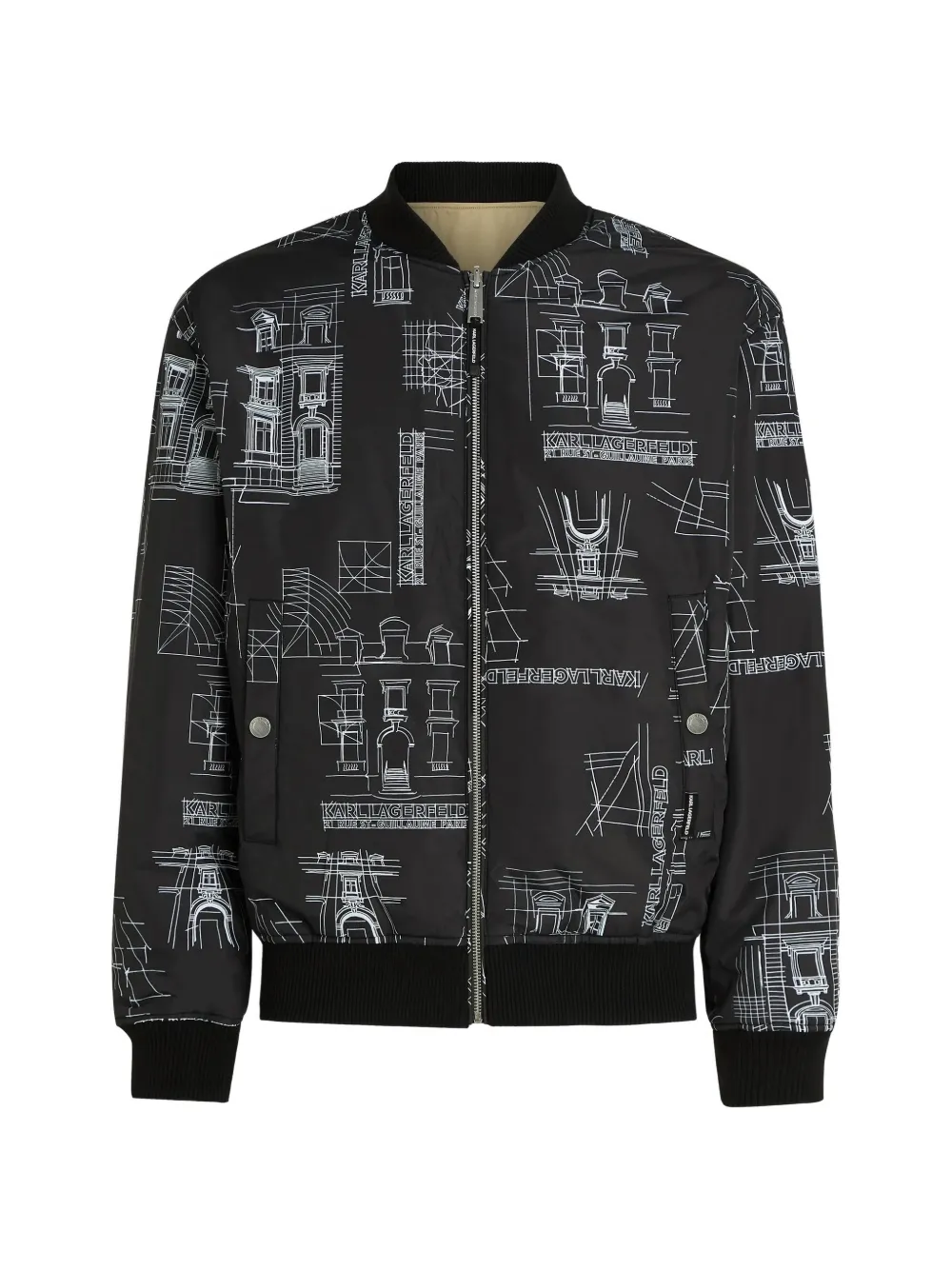 Karl Lagerfeld Omkeerbaar bomberjack met print Zwart
