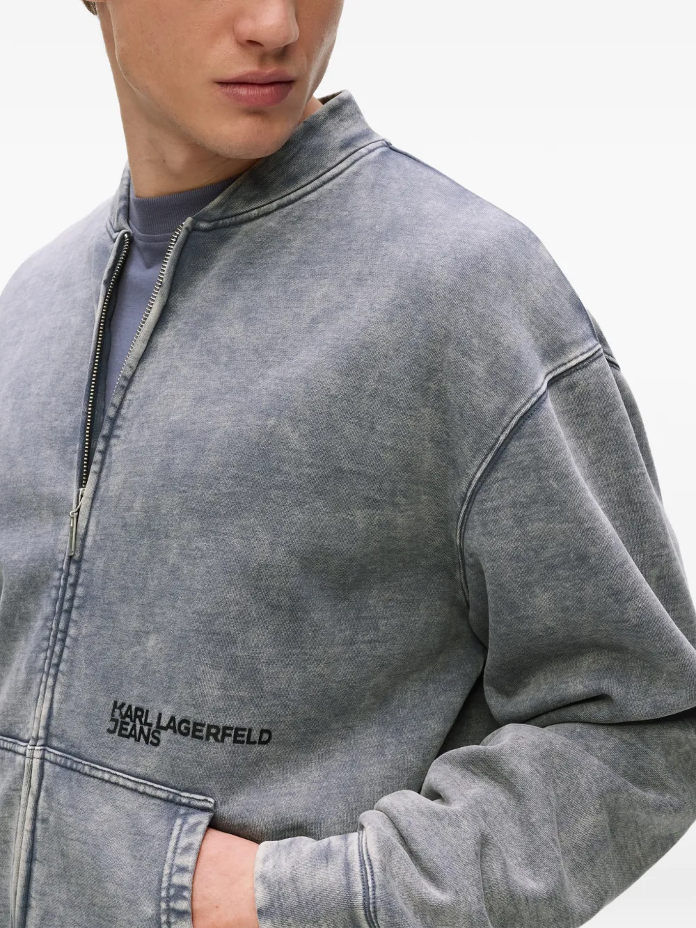Karl Lagerfeld Jeans Jack met ritssluiting en gewassen afwerking Blauw