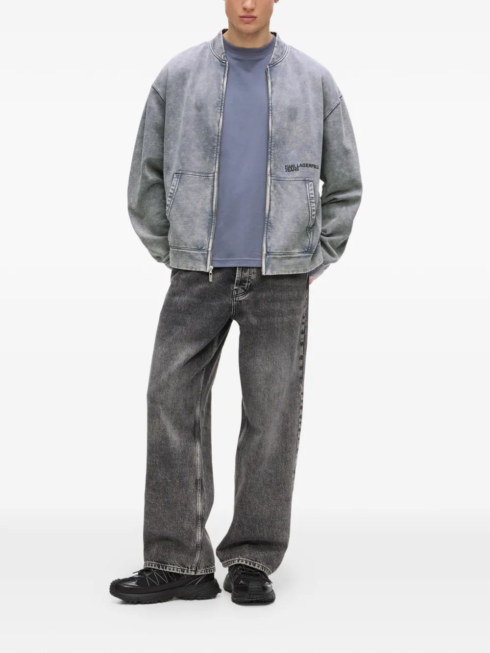 Karl Lagerfeld Jeans Jack met ritssluiting en gewassen afwerking Blauw