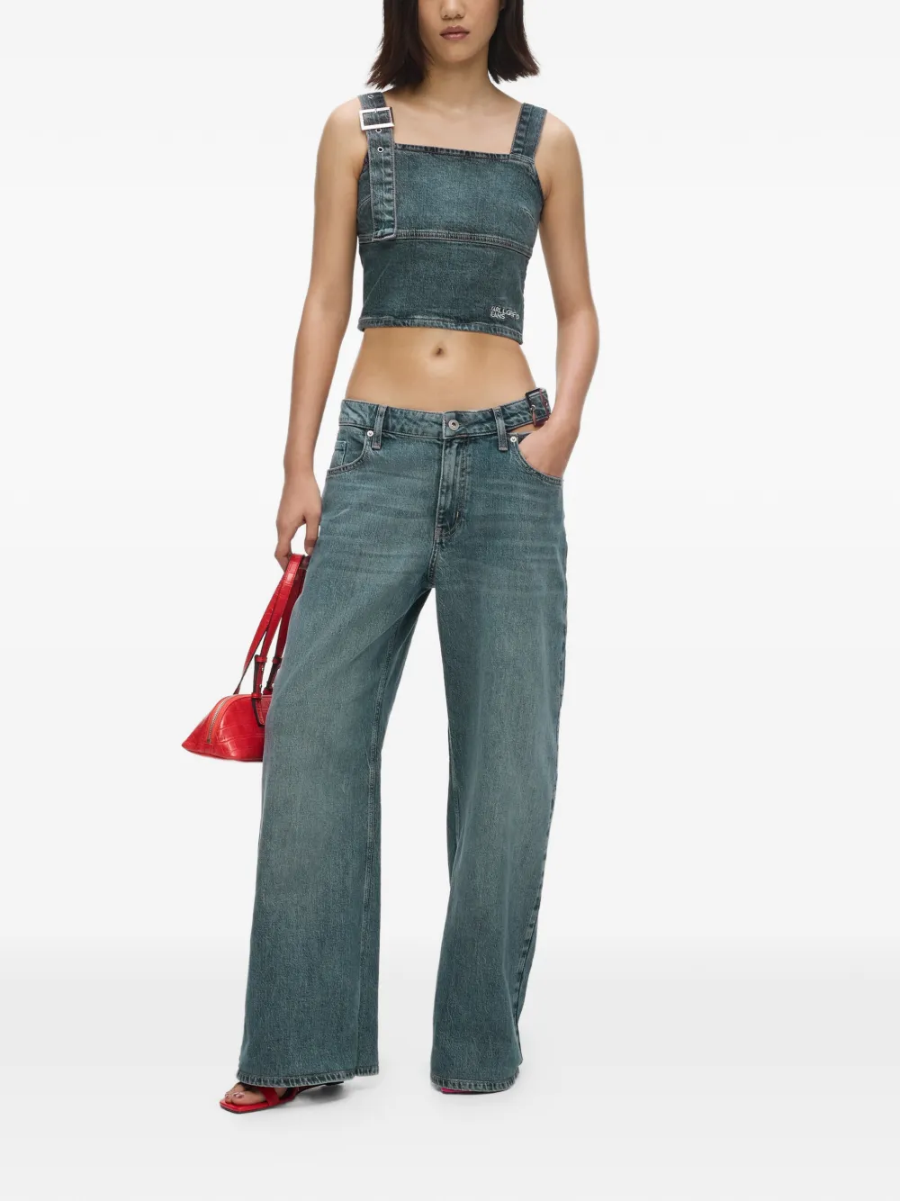 Karl Lagerfeld Jeans met gesp en uitgesneden details Blauw