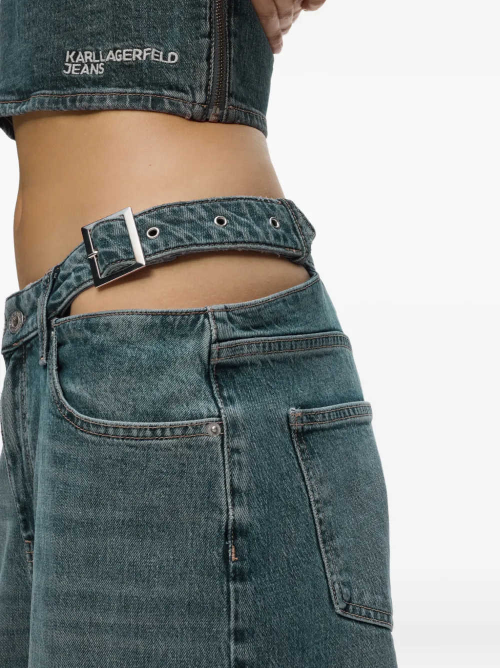 Karl Lagerfeld Jeans met gesp en uitgesneden details Blauw