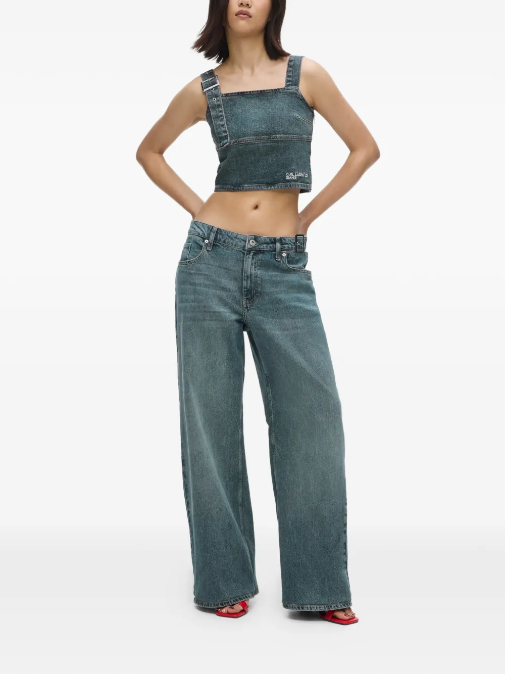 Karl Lagerfeld Jeans met gesp en uitgesneden details Blauw