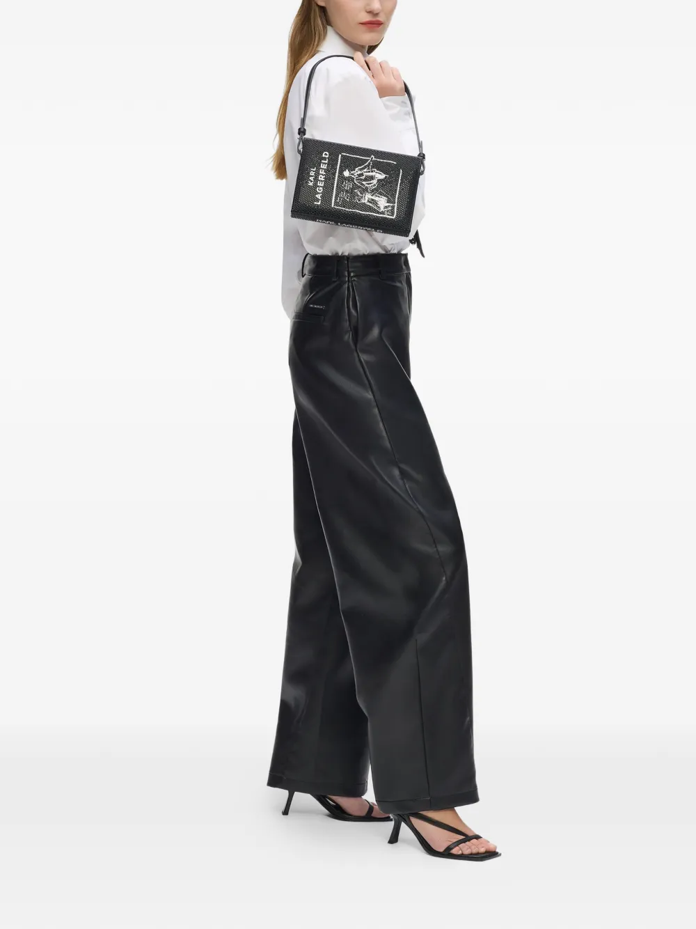 Karl Lagerfeld K/Soiree crystal-embellished bow - Nero