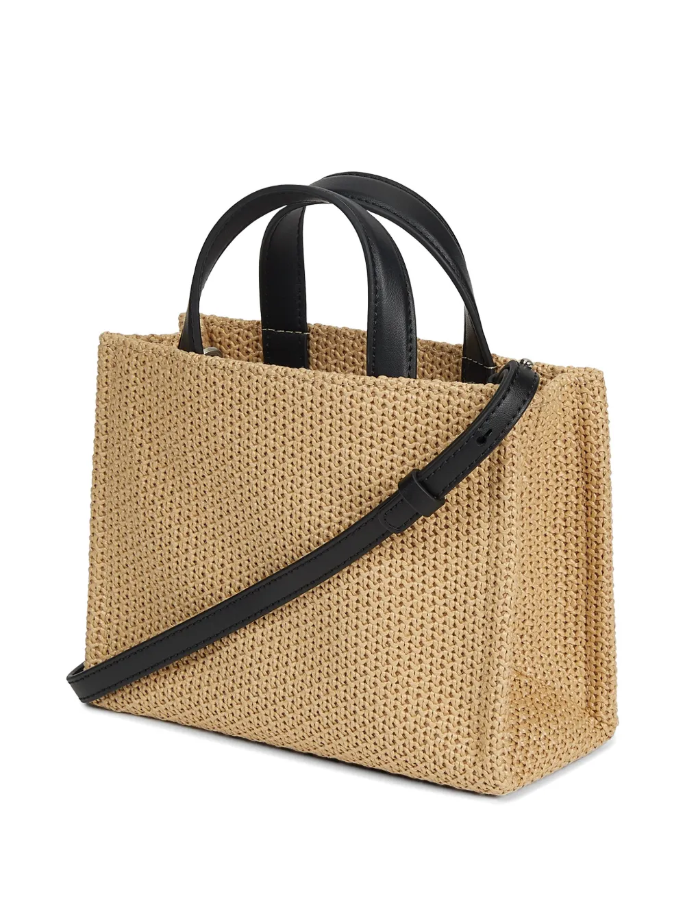 Karl Lagerfeld Kleine vierkante geweven strandtas met logo Beige