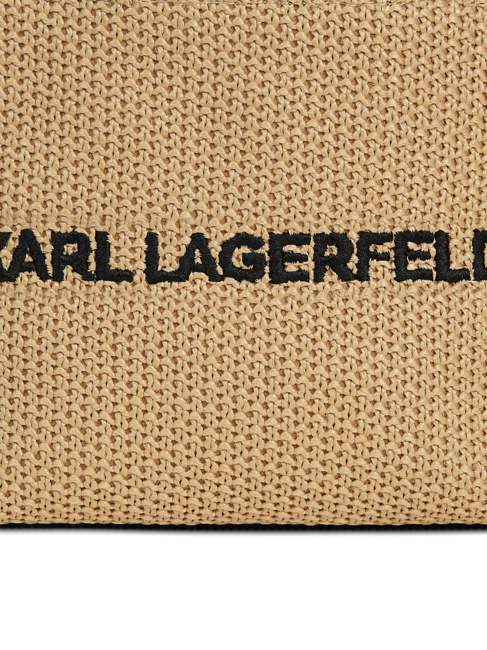 Karl Lagerfeld Kleine vierkante geweven strandtas met logo Beige